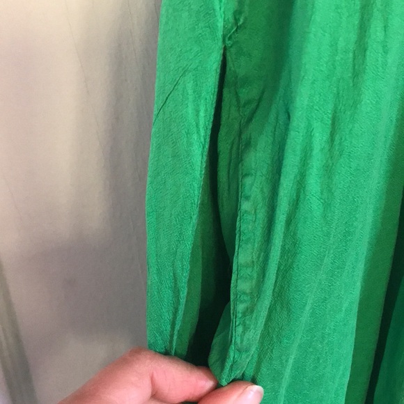 Calypso- Christiane Celle size M raw silk vibrant green twist dress w pockets. - Picture 10 of 11